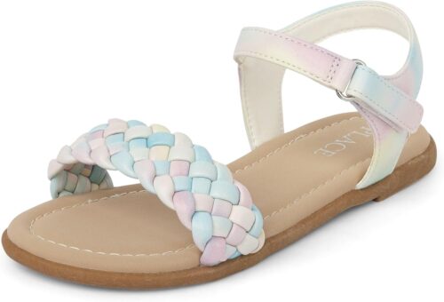The Children’s Place Girls Flat Sandals with Adjustable Ankle Strap