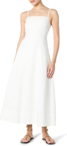 The Drop Women’s Daphne Square Neck Linen Maxi Dress