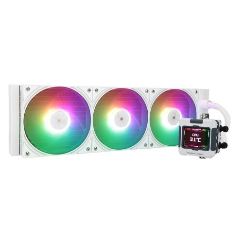 Thermalright FW360 White ARGB CPU Water Cooler with 3 PWM Fans with 2000RPM,IPS LCD Screen with 320 * 240 Resolution,Liquid CPU Cooler with 2.4in LCD Display,CPU PC Aio Cooler for AM5/Intel LGA1851