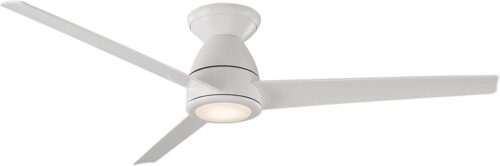 Tip Top Smart Indoor and Outdoor 3-Blade Flush Mount Ceiling Fan 52in Matte White with 3000K LED Light Kit and Remote Control works with Alexa, and iOS or Android App