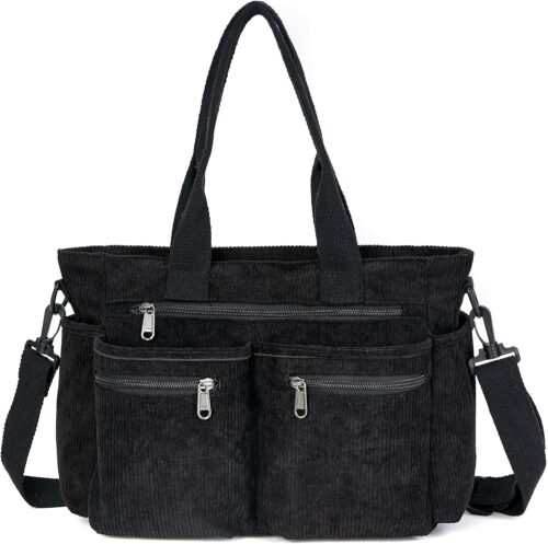 Tote Bag for Women, Corduroy Crossbody Purse, Travel Shoulder Bag, Work Handbag, Everyday Hobo Tote Bag for Schoo