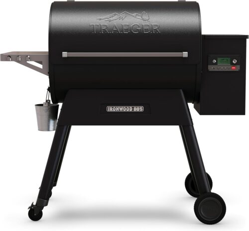 Traeger Ironwood 885 Wood Pellet Grill and Smoker, WiFi Pellet Smoker Grill with Super Smoke Mode, D2 Controller, Large 885 sq. in. Cooking Area, Outdoor BBQ Electric Pellet Smoker, TFB89BLFC