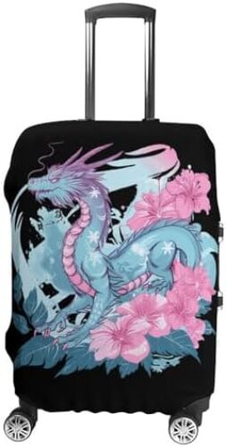 Transgender Japanese Dragon Funny Luggage Cover Elastic Suitcase Protector Washable Travel Gear Cover Fits 19-32 Inch