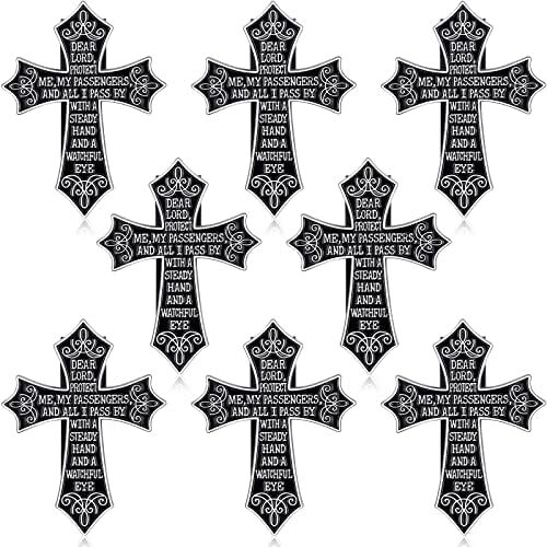 Traveler’s Sun Visor Clip Catholic Traveler’s Motorist Prayer Cross Christian Car Visor Clip New Driver Gifts Religious Visor Accessories Artful Blessing Car Charm Pin for Parent Family Friend