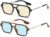 Trendy Retro Vintage 70s Square Flat Aviator Sunglasses for Women Men Rectangle Small Shades Narrow Sunnies Cool Cute Fashion (Tortoise Shell Blue+Light Yellow Green)