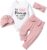 TyeSmo Infant Newborn Baby Girl Clothes Set White Ruffle long-sleeve Top + Pants + Headband + Hat 4pcs 0-6M Baby Clothes