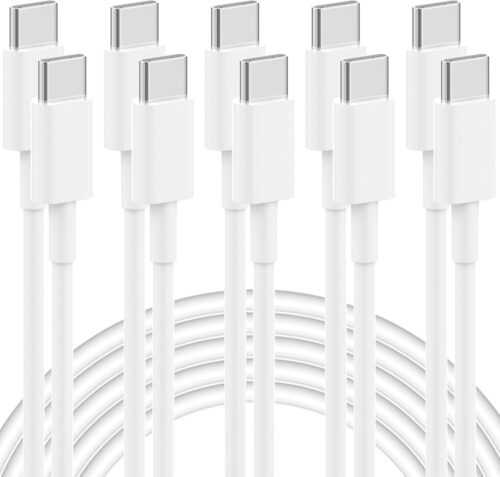 USB C to USB C Cable, 5-Pack 6FT, 60W Fast Charging Power Delivery for iPhone 15/15 Pro/15 Plus/15 Pro Max, iPad Mini 6/Pro 2021, MacBook Pro 2020, Samsung Galaxy S23, Switch