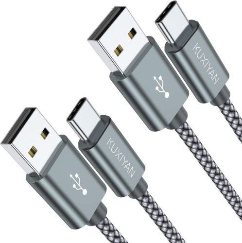 USB Type C Cable, (2-Pack 6.6FT) USB C Charger Cable Nylon Braided Fast Charging Sync Cord Compatible with iPhone 16/15 Pro Max Samsung Galaxy S10 S9 S8 Plus,Note 9 8, LG G7,Google Pixel 2 XL