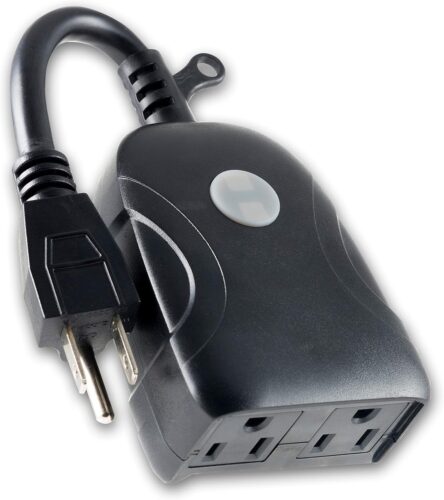 UltraPro Outdoor Smart Plug Wi-Fi Outlet, Smart Home, Smart Switch, Dual Smart Outlet, Works with Alexa, Echo & Google Home, No Hub Required, App Controlled, ETL Certified, Outdoor Timer, Black, 51405