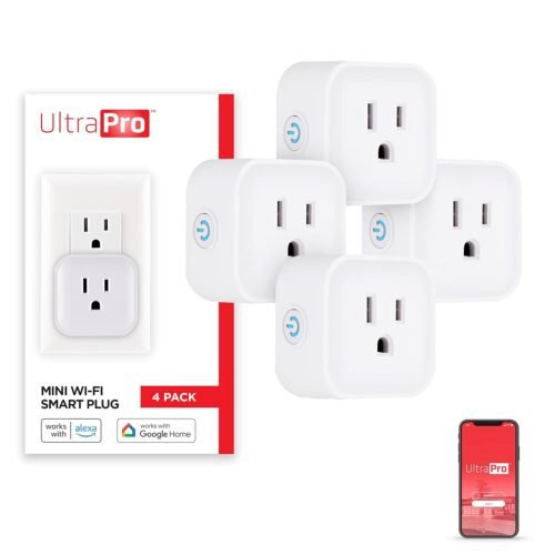 UltraPro Smart Plug WiFi Outlet Works With Alexa, Echo & Google Home, No Hub Required, App Controlled, ETL Certified 4 pack, 51411 White