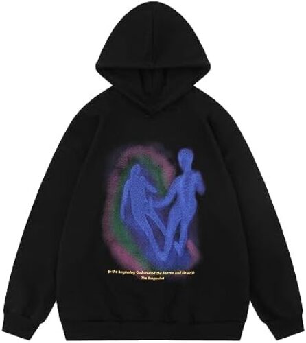 Vamtac Mens Graphic Hoodies Y2k Fashion Streetwear Oversized Hoodie Casual Hooded Sweatshirt Grey Unisex