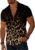 Verdusa Men’s Leopard Print Button Down Shirt Short Sleeve Collar V Neck Casual Shirts