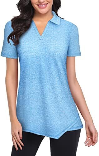 Viracy Womens V Neck Golf Polo Shirts Short Sleeve Quick Dry Workout Tops