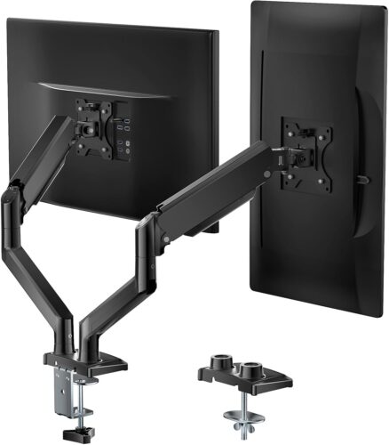 WALI Dual Monitor Mount, Adjustable Gas Spring Monitor Desk Stand for 2 Monitors, Heavy Duty Monitor Arm up to 34 Inch Screen, Hold up to MAX 19.8lbs, Max Mounting Holes 100x100mm (GSMP002N), Black