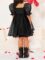 WDIRARA Toddler Girl’s Mesh Tulle Dress Square Neck Puff Short Sleeve Ruffle Hem Birthday Party Cute A Line Midi Dress