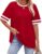 WIHOLL Womens T Shirts Loose Fit Short Sleeve Tees Crew Neck Color Block Summer Tops 2025 Fashion