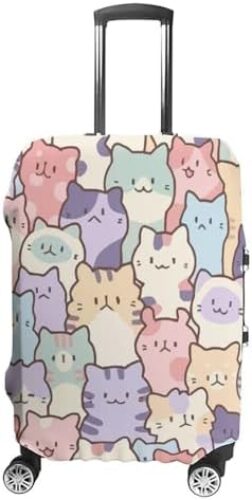 WOEZKEX Cute Cartoon Animal Colorful Cats Luggage Cover Washable Travel Gear Cover 18/24/28/32 Inch Suitcase Protective Cover