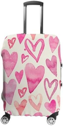 WOEZKEX Cute Love Hearts Luggage Cover Washable Travel Gear Cover 18/24/28/32 Inch Suitcase Protective Cover