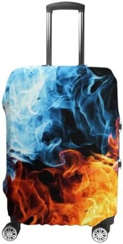 WOEZKEX Red And Blue Fire Luggage Cover Washable Travel Gear Cover 18/24/28/32 Inch Suitcase Protective Cover