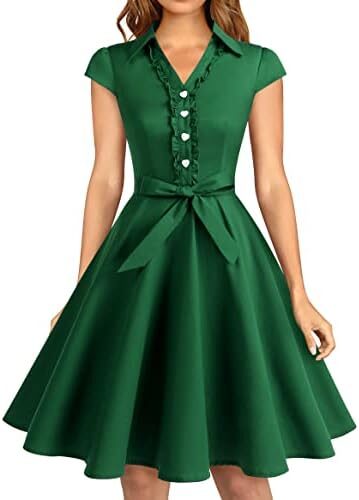 Wedtrend Women’s 1950s Retro Rockabilly Dress Cap Sleeve Vintage Swing Dress