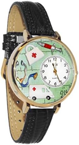 Whimsical Gifts EMT 3D Watch | Gold or Silver Finish Large | Unique Fun Novelty | Handmade in USA | Leather Watch Band