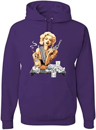 Wild Bobby Marilyn Monroe Retro Smoking Revolver Whiskey Hustler Streetwear Unisex Hoodie Sweatshirt