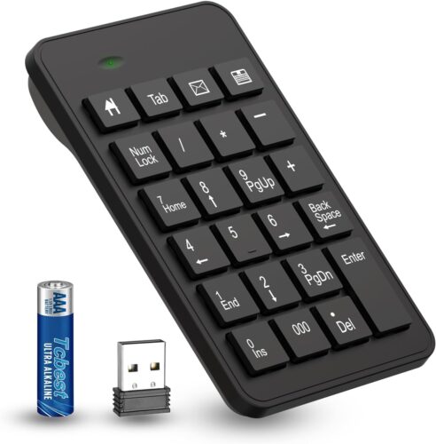 Wireless Number Pad with Battery, Enhanced Efficiency with 23 Keys Numeric Keypad Upgraded Version of 10 key USB Keyboard Financial Accounting Numpad for Laptop, PC, Notebook, Desktop,Surface Pro