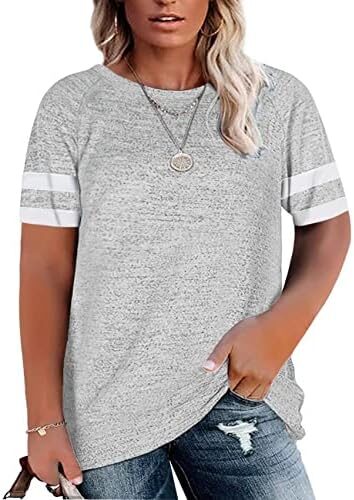 Wkior Plus Size Tops for Women Long Sleeve Tunic Casual Loose Shirt Pullover Sweatshirts