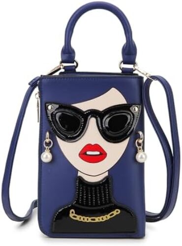 Women Novelty Lady Face Shoulder Bags Funky PU Leather Top Handle Satchel Handbags Clutch Purse for Women