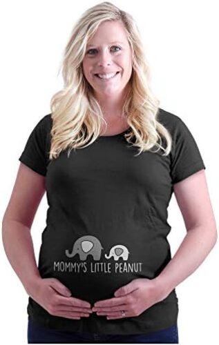 Womens Maternity Mommy’s Little Peanut Cute Elephant T Shirt Tee