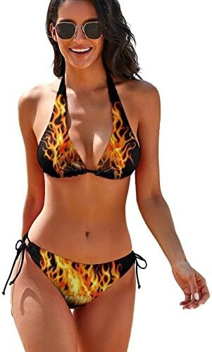 Women’s Plus Size High Waist Bathing Suit Adjustable Halter Bikini Set