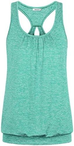 Womens Scoop Neck Short Sleeve Yoga Top Loose Fit Sport Workout T Shirt