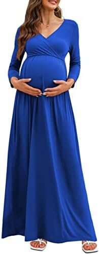 Xpenyo Maternity Dress Plus Size Nursing Maxi Dresses for Baby Shower Photoshoot