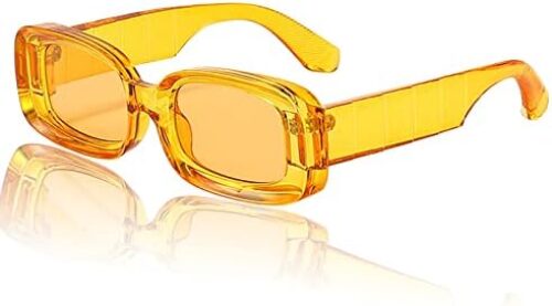 Y2K Trendy Rectangle Sunglasses for Women Men Retro 90s Red Pink Green Glasses Thick Square Frame