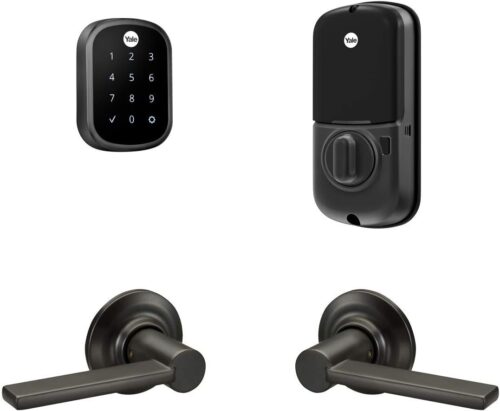 Yale Assure Lock SL, Wi-Fi Smart Lock with Valdosta Lever – Works with the Yale Access App, Amazon Alexa, Google Assistant, HomeKit, Phillips Hue and Samsung SmartThings, Black Suede