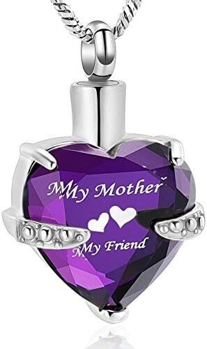 Yinplsmemory Mom Urn Necklace for Ashes Crystal Hollow Heart Pendant Ashes Keepsake Jewelry – Mother Cremation Memorial Gift