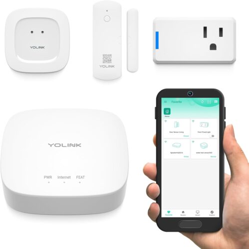 YoLink Smart Home Starter Kit: Security & Leak Detection Kit (Hub, Door Sensor, Water Leak Sensor, Plug Mini Compatible with Alexa, LoRa-Powered 1/4 Mile Range