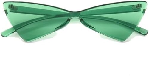 Yoela OLIN Triangle Thick Rimless Sunglasses One Piece Colored Transparent glasses For Women and Men, Green