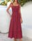 ZESICA Women’s 2025 Summer Boho Spaghetti Strap Square Neck Solid Color Ruffle A Line Beach Long Maxi Dress