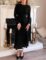 ZESICA Women’s Long Sleeve Sweater Dress Fall Crewneck Ribbed Knit Pleated A-Line Maxi Wedding Guest Dresses
