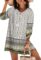 Zeagoo Womens Boho Dresses Casual Beach Summer Dress Tassel Tie Neck 3/4 Long Sleeve Mini Sundress 2025 Floral Print Cover Up