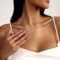 Zeffy Lariat Gold Necklace for Women, Dainty Long Necklace 14k Gold/Silver Plated Layered CZ Beaded Bar Chain Y-Shaped Body Chain Stack Drop Wedding Necklace Trendy Simple Gold Jewelry Gifts