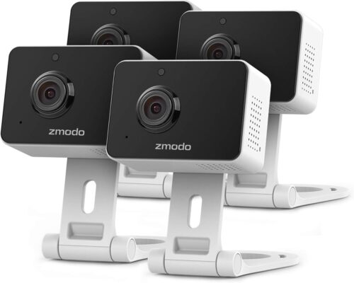 Zmodo Mini Pro, 1080P Plug-in WiFi Security Camera, Indoor Smart Camera with AI Motion Detection, Pet Nanny Cam, Night Vision, 2-Way Audio, Phone App, Works with Alexa & Google Assistant. 4 Pack