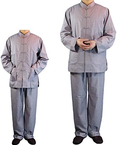 ZooBoo Monk Buddhist Costume Robes Chinese Traditional Buddha Shaolin Martial Art Stand-collar Wushu Cultural Suits Gray