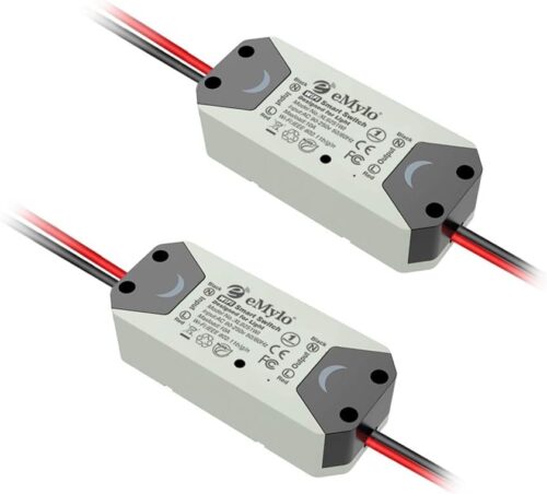 eMylo Smart WiFi Light Switch Wireless Relay Switch Module Remote Control Home Automation Timers Compatible with Alexa Echo Google Home iPhone Android App 2 Packs