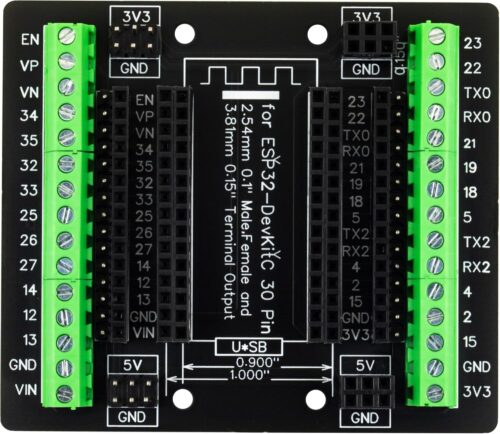 for ESP32 Breakout Board 30 Pins GPIO 1 into 3 Expansion Board 3.81mm 0.15″ Terminal Blocks for ESP32 Module ESP-WROOM-32 ESP32-DevKitC