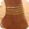 iF YOU Gold Ankle Bracelets for Women, 14k Gold Plated Waterproof Cuban Link Chain Anklets Set, Layered Anklet Bracelets for Women Beach Gift Adjustable Size 5pc