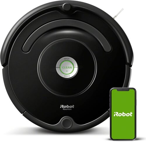 iRobot Roomba Vac Robot Vacuum (Q0120) – Easy to use, Power-Lifting Suction, Multi-Surface Cleaning, Smart Navigation Cleans in Neat Rows, Self-Charging, Alexa, 675