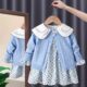Korean Children’s Clothing 2023 Spring Pastoral Two-Piece Sweater Matching Set Cotton Floral Kids’ Dresses for Girls 1 To 6 Year
