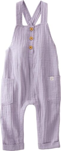little planet by carter’s unisex-baby Organic Cotton Gauze Overall Jumpsuit, Lilac, 12 Months